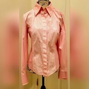 NWT Hilfiger 100% Cotton Light Pink Stripe Button Down Shirt